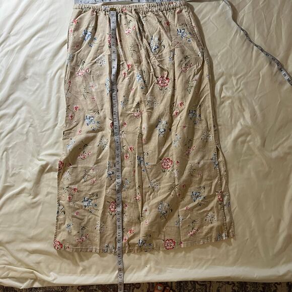 Vtg Y2K 2000s Floral Linen Maxi Skirt Sz L Cottagecore Fairycore Romantic - Picture 8 of 8